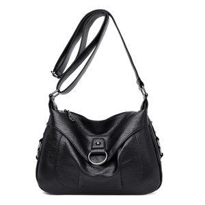 Black Leather Cross Over Bag